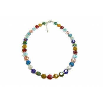 Beautiful Floral Millefiori Glass Beaded Necklace
